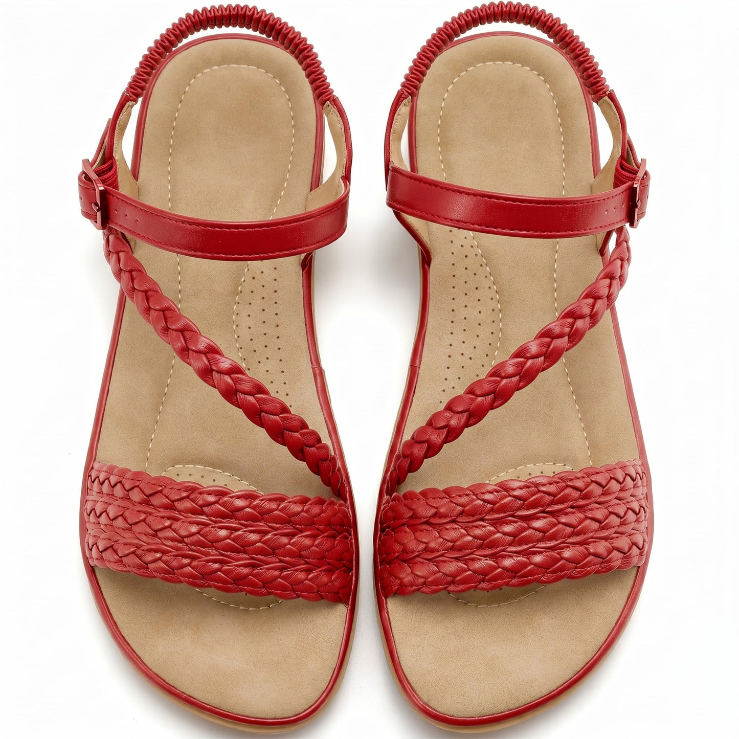 Aomigoct Dressy Womens Sandals Summer: Comfortable Strappy Flats Sandals Women - Casual Walking Woman Shoes