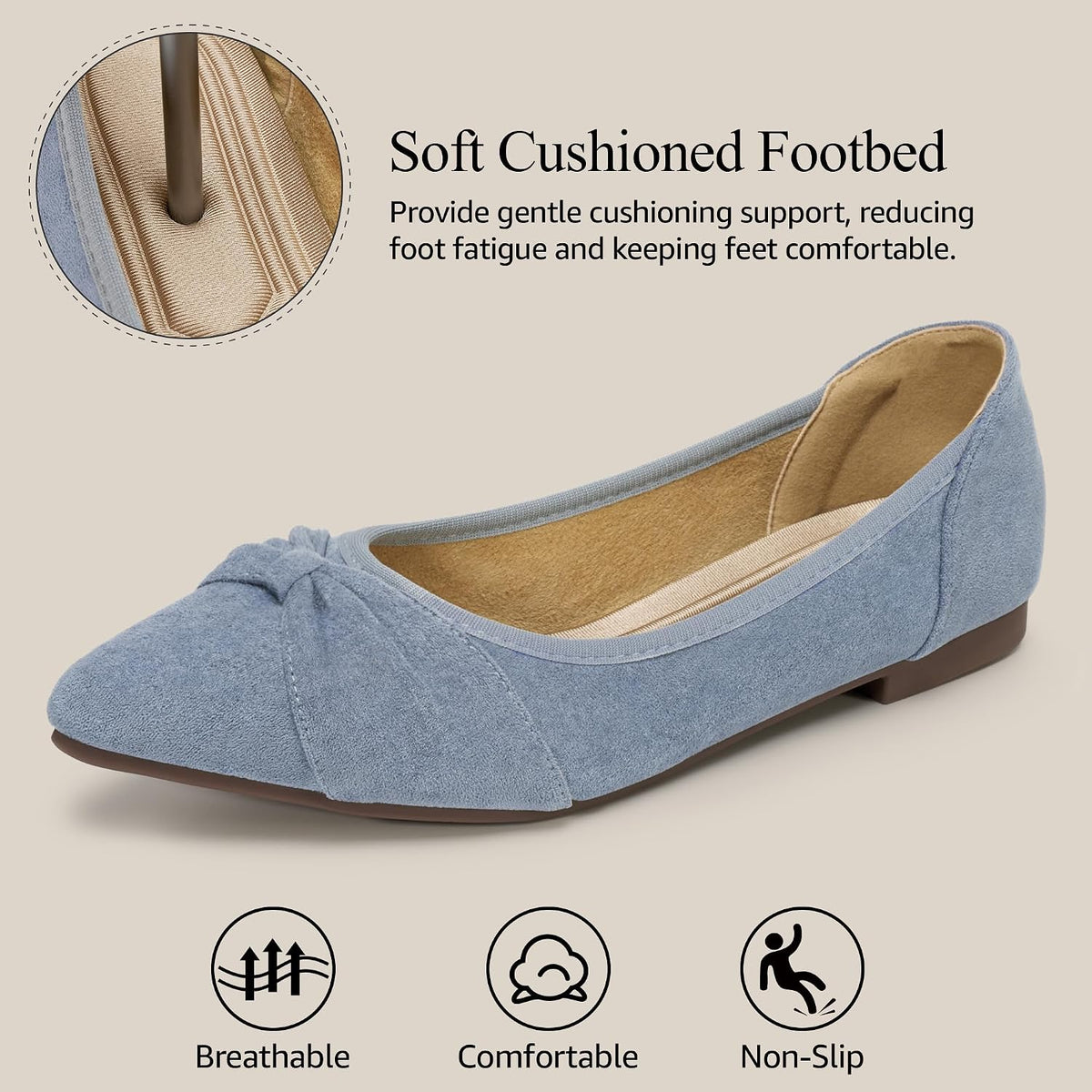 Ecetana Womens Flats Ballet Shoes: Comfortable Dressy Pointed Toe Bow Flats 2026 Foldable Slip On Dress Shoes for Work Office Business Wedding Casual