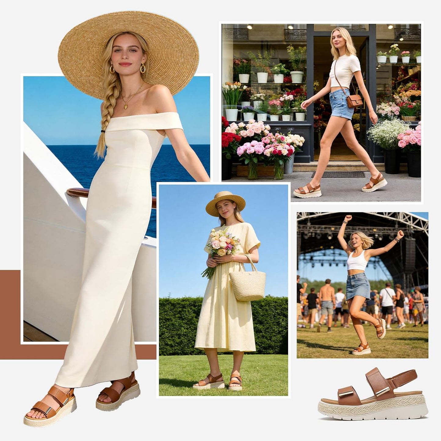 ziitop Espadrille Wedges for Women Platform Sandals Orthopedic Arch Support | Wedge Heels Cushion Insole Comfortable Dressy Buckle Sandals for Walking and Vacation