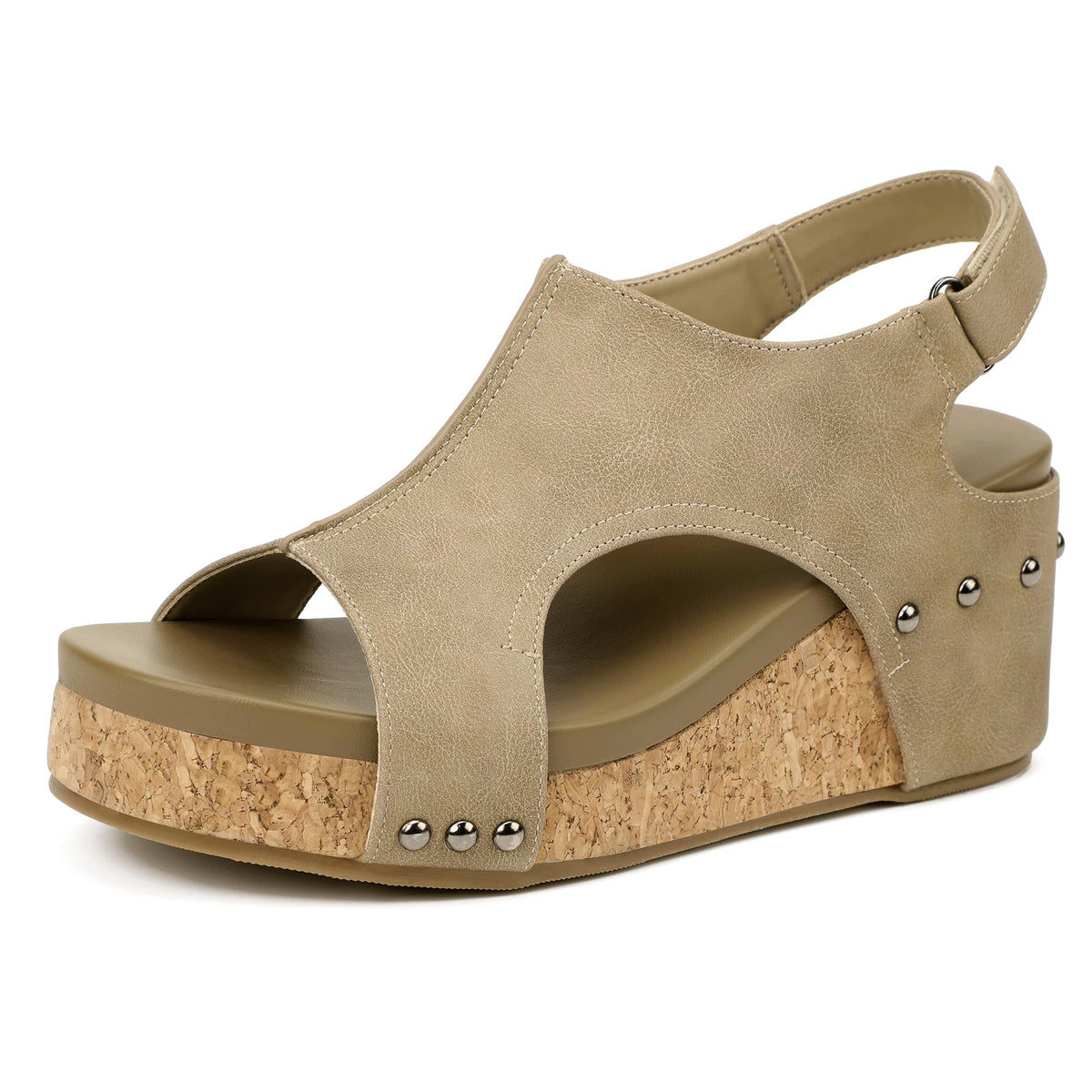 IDIFU IN3 Women's Platform Wedge Sandals Cork Open Toe Comfortable Sandal | Casual Dressy Summer Lightweight Adjustable Slingback Platform Wedge Shoes Sandals