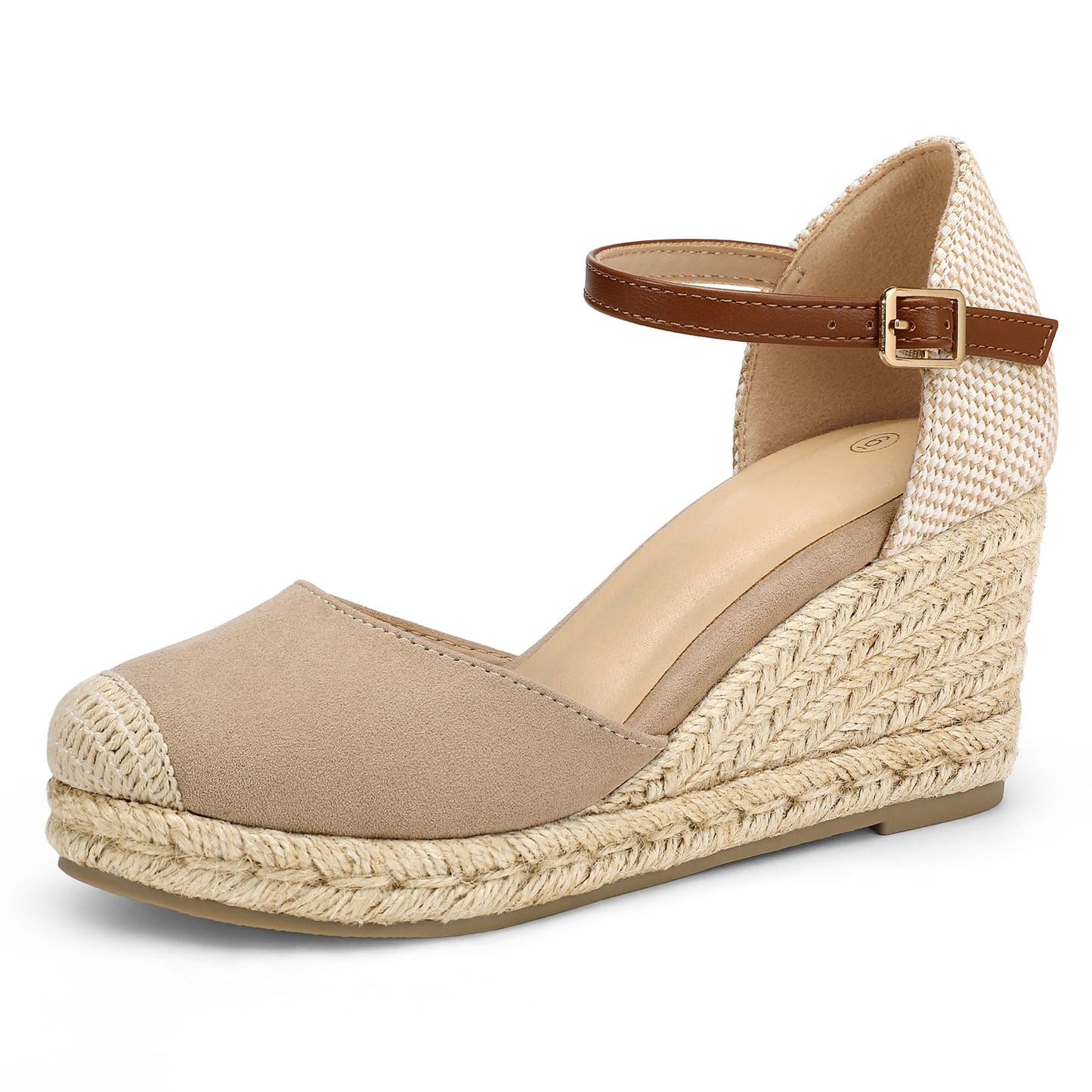 mysoft Women's Platform Espadrille Wedge Sandals Closed Toe Summer Shoes | Comfortable Fit,2.76 Inch Heel,Breathable,Adjustable Ankle Strap Buckle,Non-Slip Rubber,Casual Walking Vacation