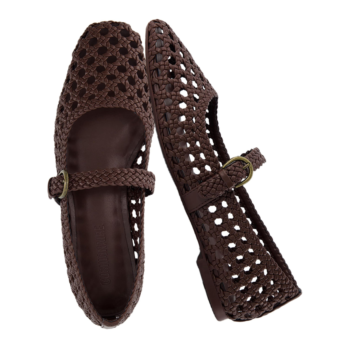 CUSHIONAIRE Weston Hand Woven Mary Jane Flats for Women, Comfortable Dressy Ballet Flats with Braided Adjustable Buckle and Memory Foam Cushioning
