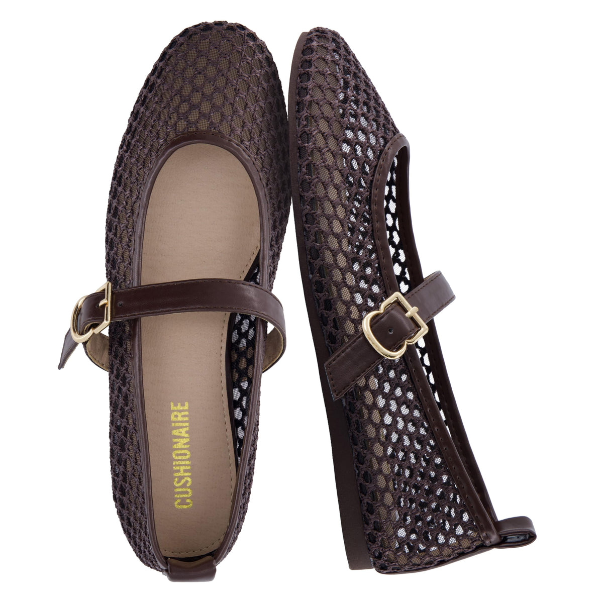 CUSHIONAIRE Gracie Mesh Mary Jane Flats for Women, Breathable Ballet Flats with Adjustable Buckle Strap and Memory Foam Cushioning