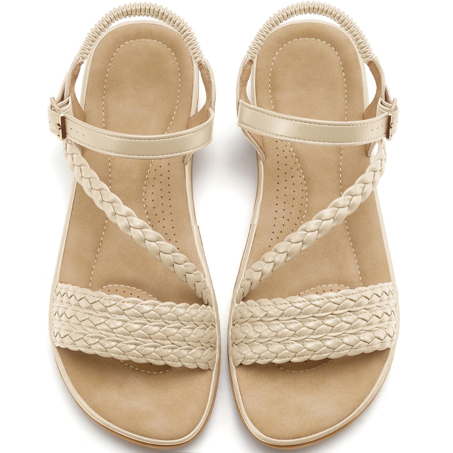 Aomigoct Dressy Womens Sandals Summer: Comfortable Strappy Flats Sandals Women - Casual Walking Woman Shoes