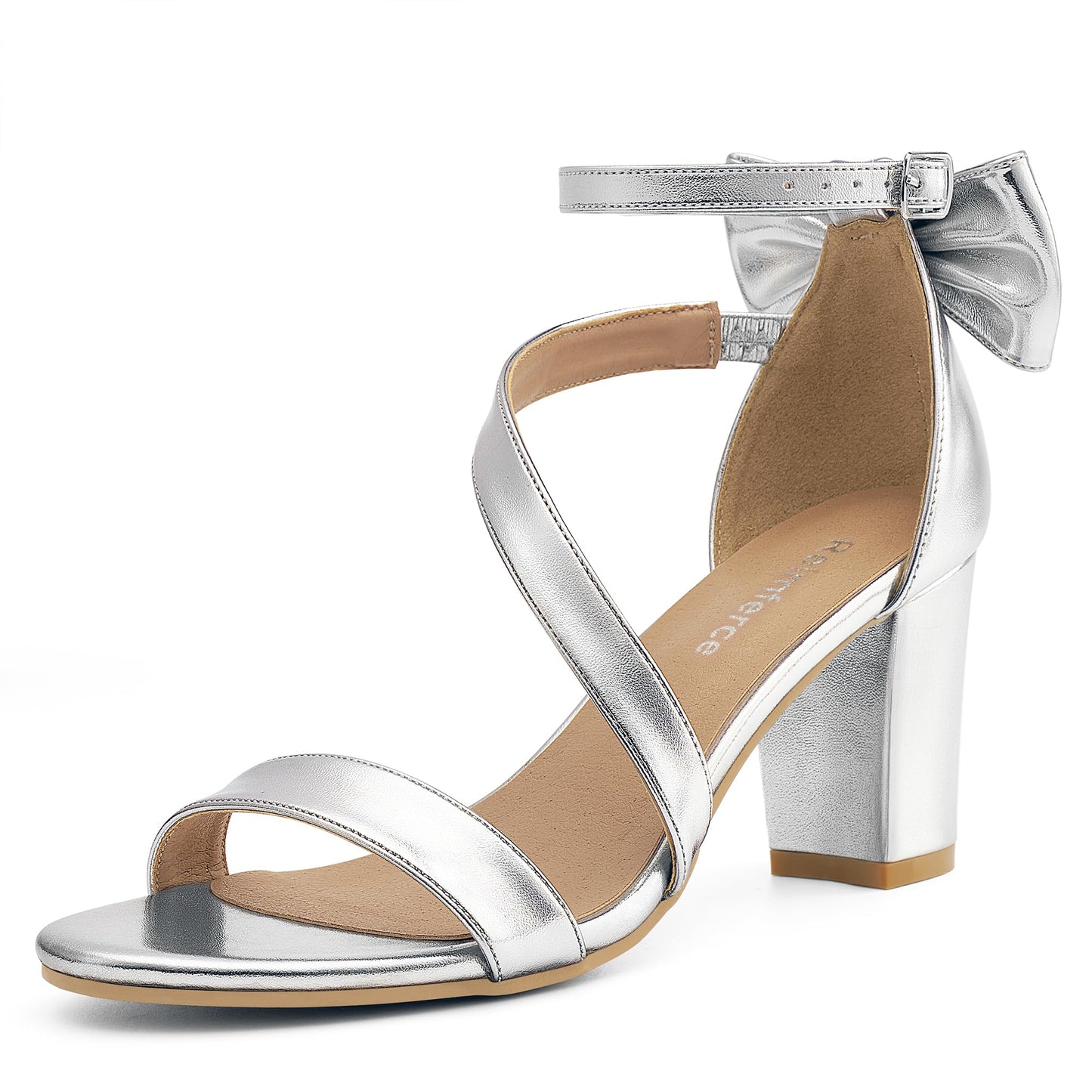 Reimferce Comfortable Block Heels for Women: 3.14" Stable Walk for Confidence on Wedding - Elegant Bow Ankle Strap & Cushioned Insole for Bride & Bridesmaids