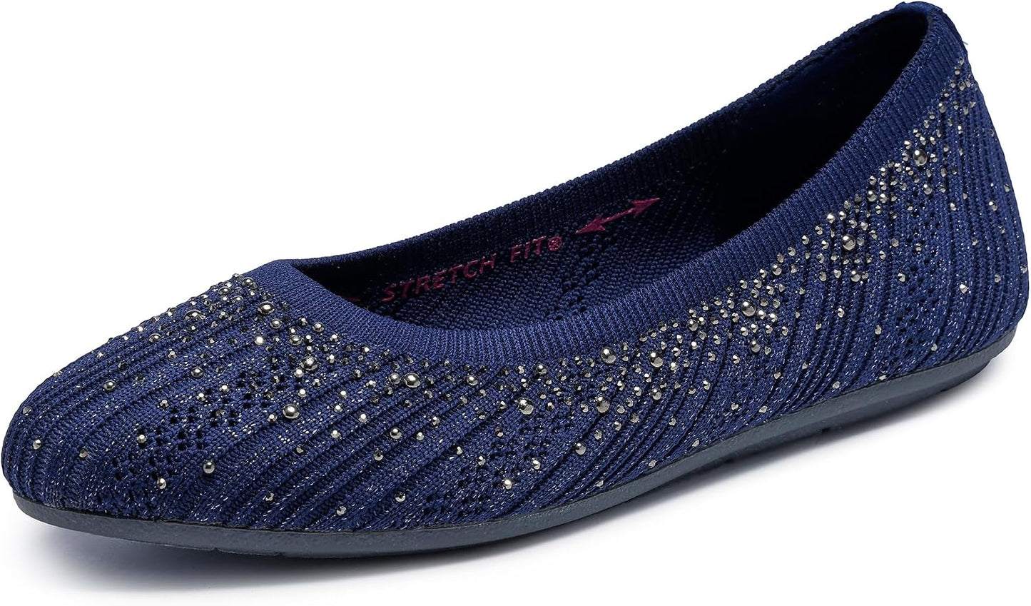 Skechers Women's Cleo 2.0 - Glitzy Daze | Modern Comfort Casual, Dress, Air-Cooled Memory Foam, Stretch Fit, Vegan, Recycled Materials