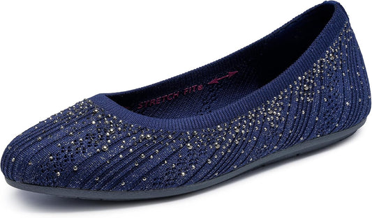 Skechers Women's Cleo 2.0 - Glitzy Daze | Modern Comfort Casual, Dress, Air-Cooled Memory Foam, Stretch Fit, Vegan, Recycled Materials