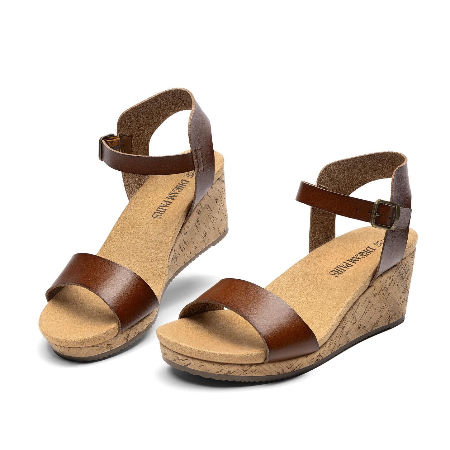 DREAM PAIRS Womens Cushioned Platform Wedge Sandals | 3inch dressy cork wedge heel with soft comfort foam insole non-slip outsole adjustable ankle strap for summer