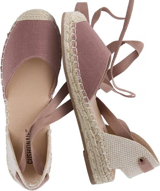 CUSHIONAIRE Talisa Espadrilles for Women, Closed Toe Wedge Sandal with Elastic Ankle Strap and Jute Wrapped Sole