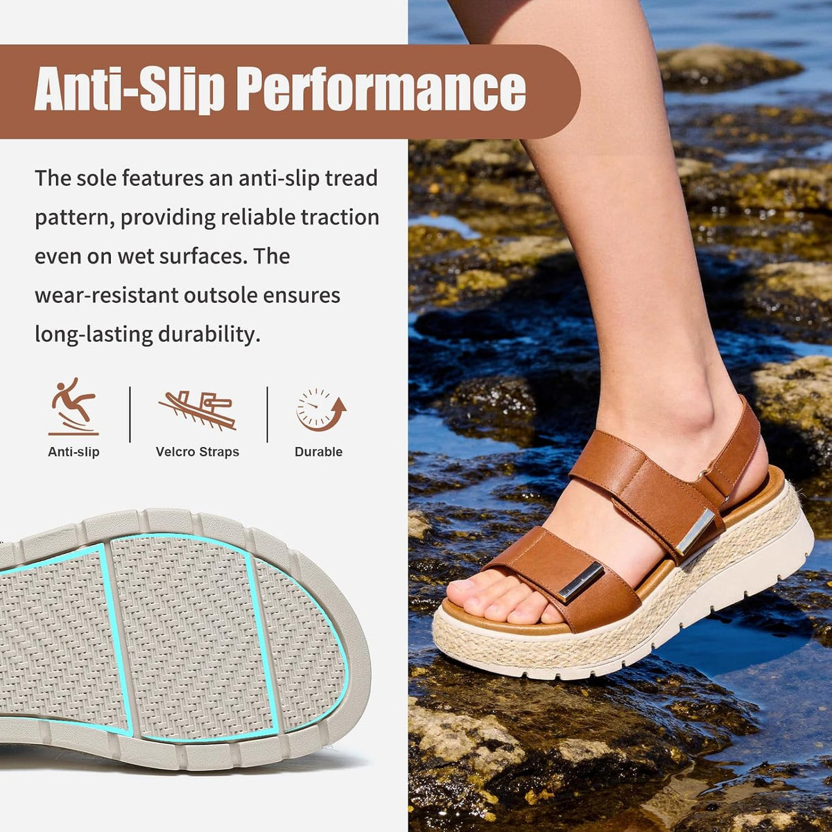 ziitop Espadrille Wedges for Women Platform Sandals Orthopedic Arch Support | Wedge Heels Cushion Insole Comfortable Dressy Buckle Sandals for Walking and Vacation