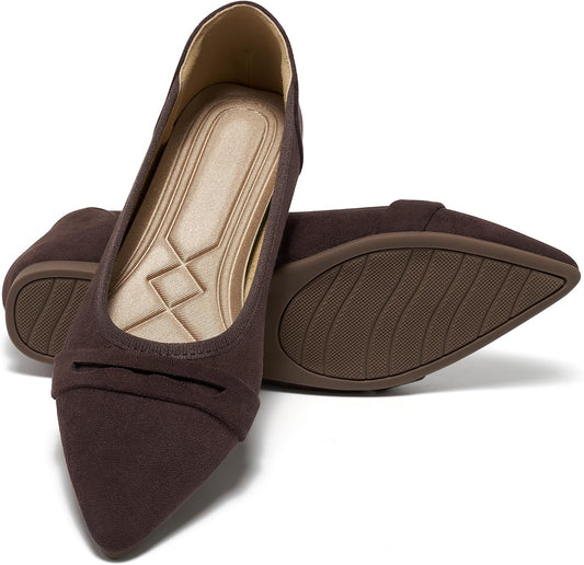 Alicegana Dressy Casual Flats for Women: Comfort Pointed Toe Business Shoes | Slip On Ballet Flats for Work Office 2026 with Memory Foam Insole & Non Slip Sole for Travel Driving Vacation