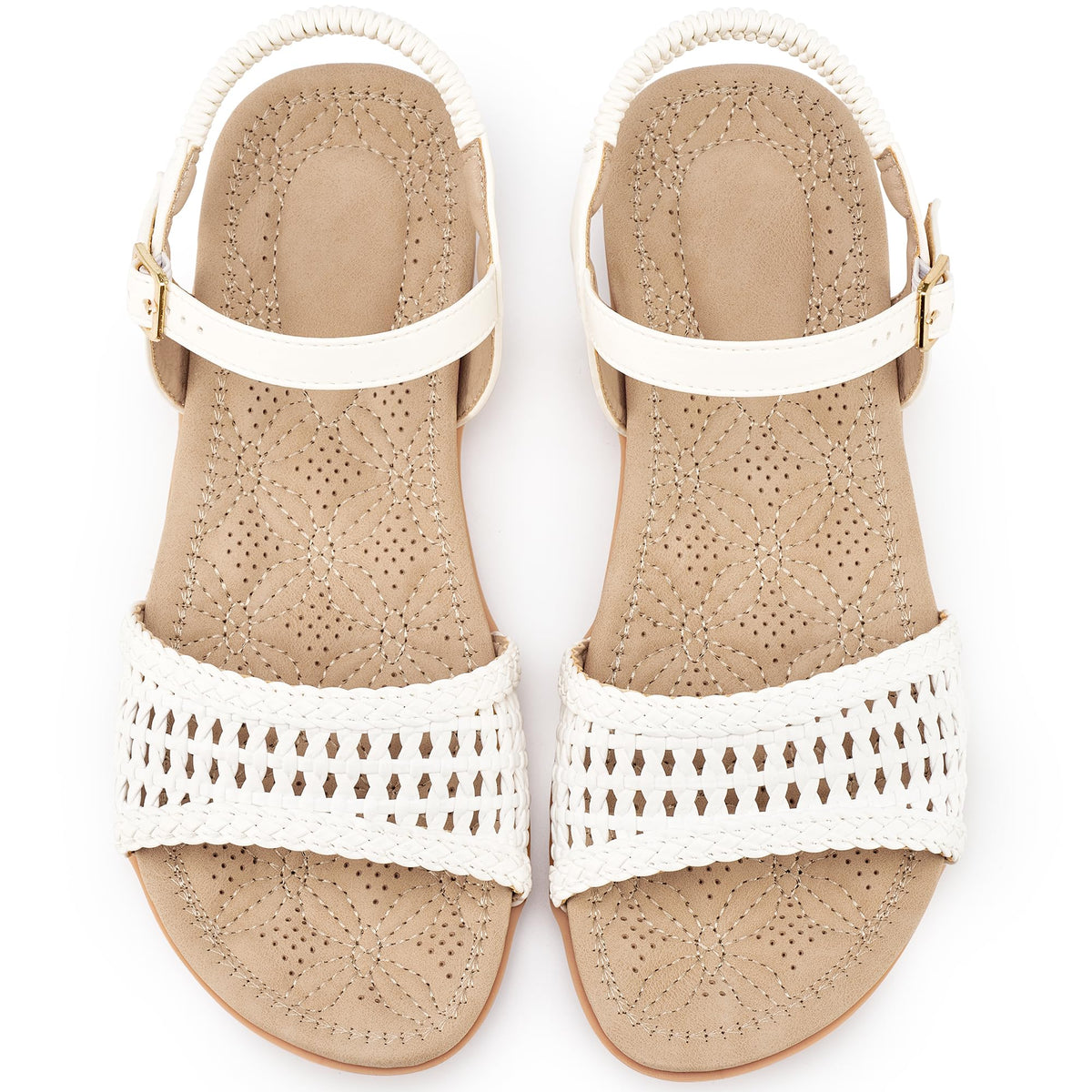 Alicegana Womens Sandals Comfortable Flats: Dressy Summer Woman Shoes | Adjustable Buckle Elastic Strap - Breathable Woven & Cushioned Insole Flat Sandals for Daily Casual Walking Vacation Outings