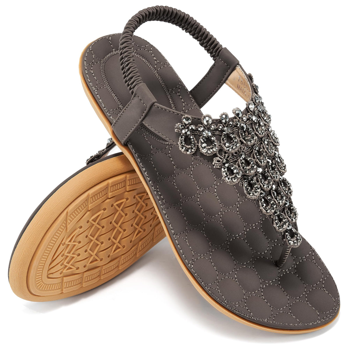 HARENCE Flat Sandals for Women Dressy: Comfort Thong T-Strap Walking Shoes 2026 with Elastic Ankle Strap for Summer Casual Vacation