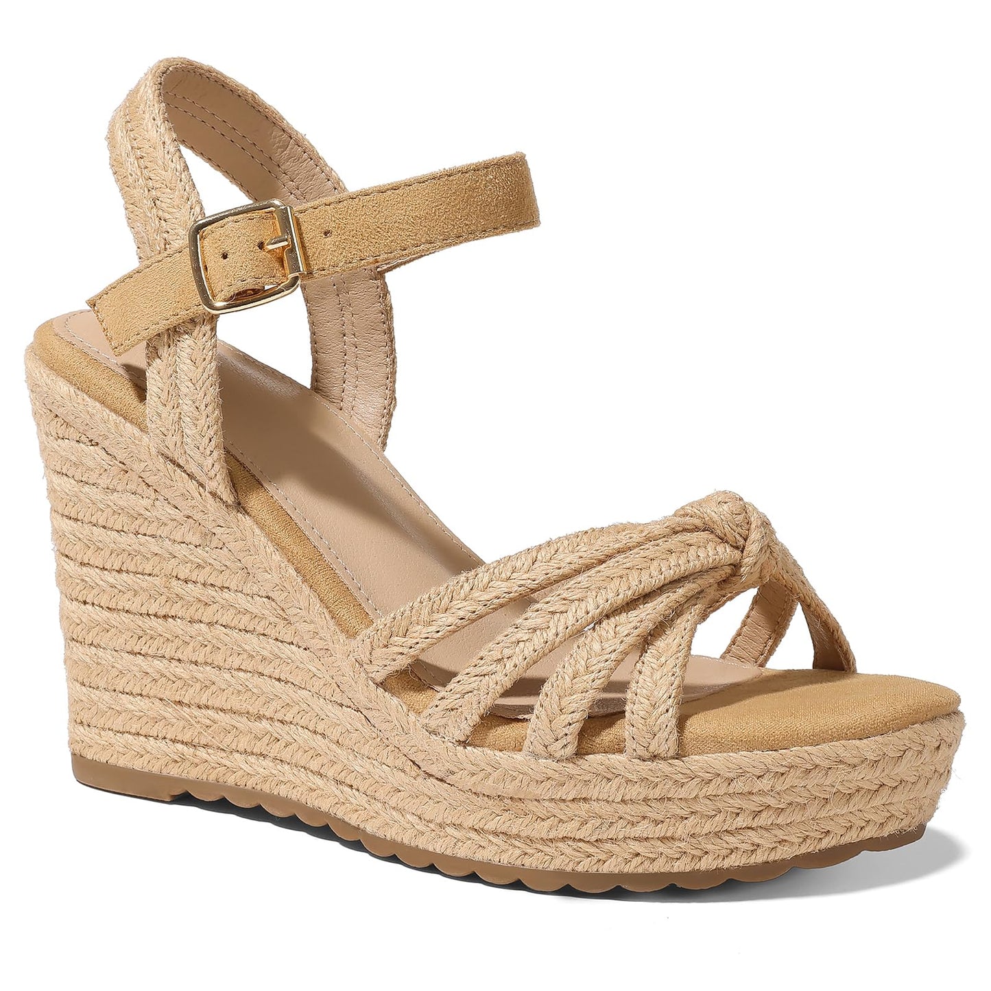 mikarka Wedge Heels Sandals for Women: Open Toe Platform Espadrilles Wedges | Comfortable Beach Summer Shoes, Adjustable Buckle Strap, Cushioned Insole for Daily Wear, Dressy, Casual & Vacation