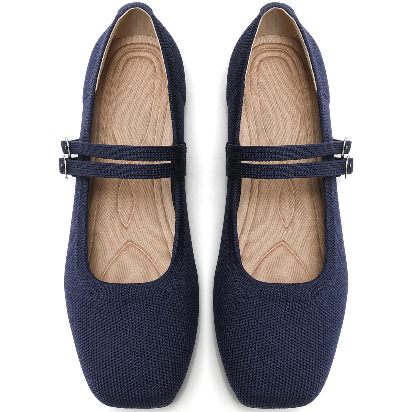 Womens Woven Ballet Flats, Foldable Mary Jane Shoes for Casual Wear | Woven Knit Texture,Breathable Upper,Adjustable Strap,Foldable Travel,Cushioned Sole,Spring Fall Daily Walking Errands