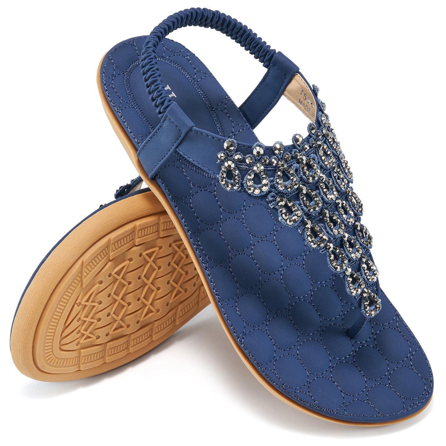 HARENCE Flat Sandals for Women Dressy: Comfort Thong T-Strap Walking Shoes 2026 with Elastic Ankle Strap for Summer Casual Vacation