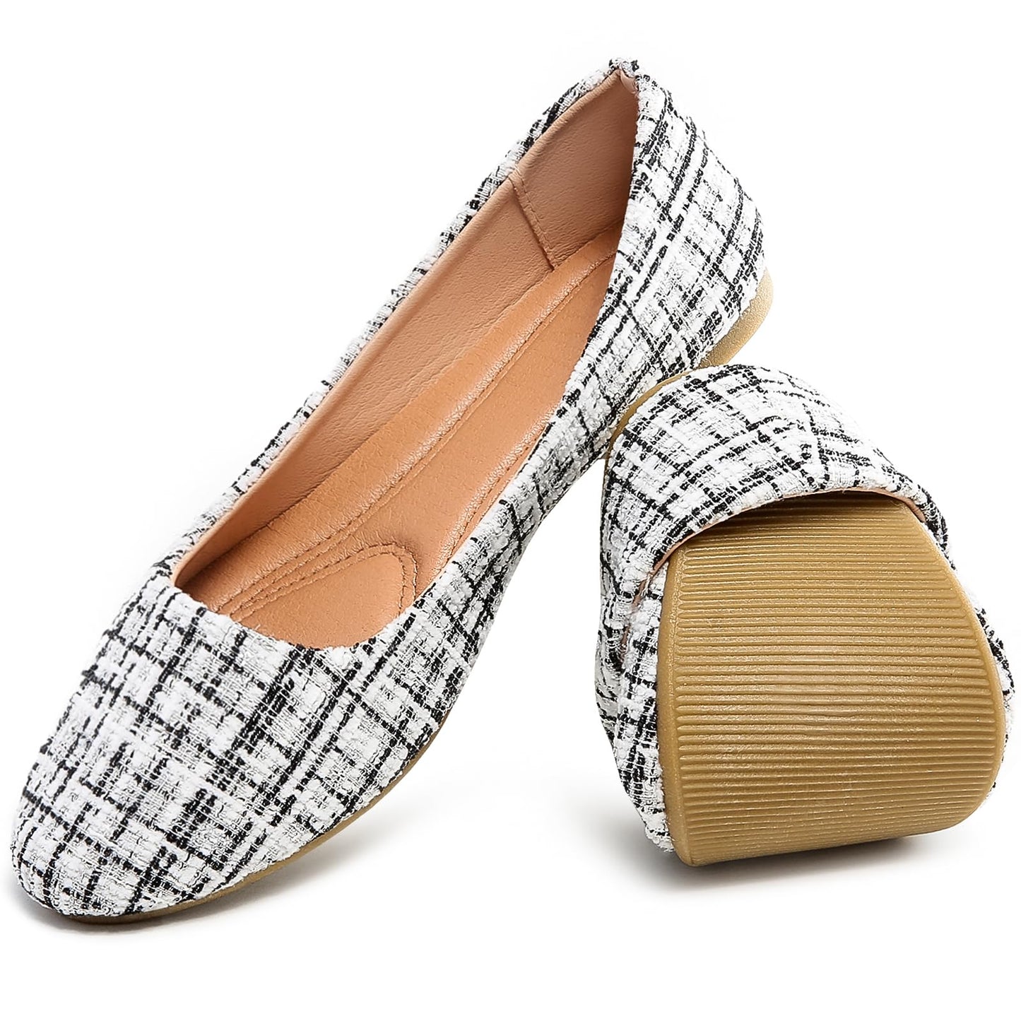 HEAWISH Women’s Round Toe Flats Shoes Ballet Flats Dressy Comfortable White Green Flats for Women