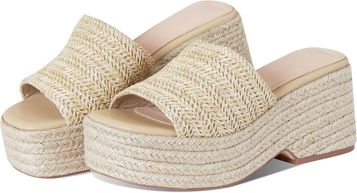 EQAUDES Platform Sandals For Women Espadrilles Wedges Summer Beach Shoes | Raffia, Woven, Chunky Block Heels, Dressy Slides, Non-Slip Sole, Slip On, Square Open Toe, Daliy And Vacation Outfits