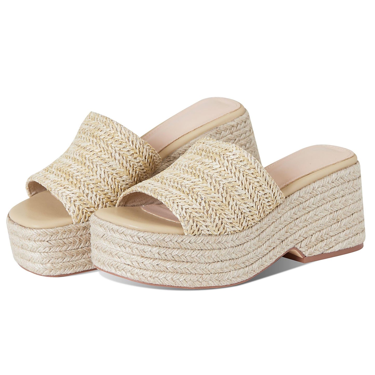 EQAUDES Platform Sandals For Women Espadrilles Wedges Summer Beach Shoes | Raffia, Woven, Chunky Block Heels, Dressy Slides, Non-Slip Sole, Slip On, Square Open Toe, Daliy And Vacation Outfits