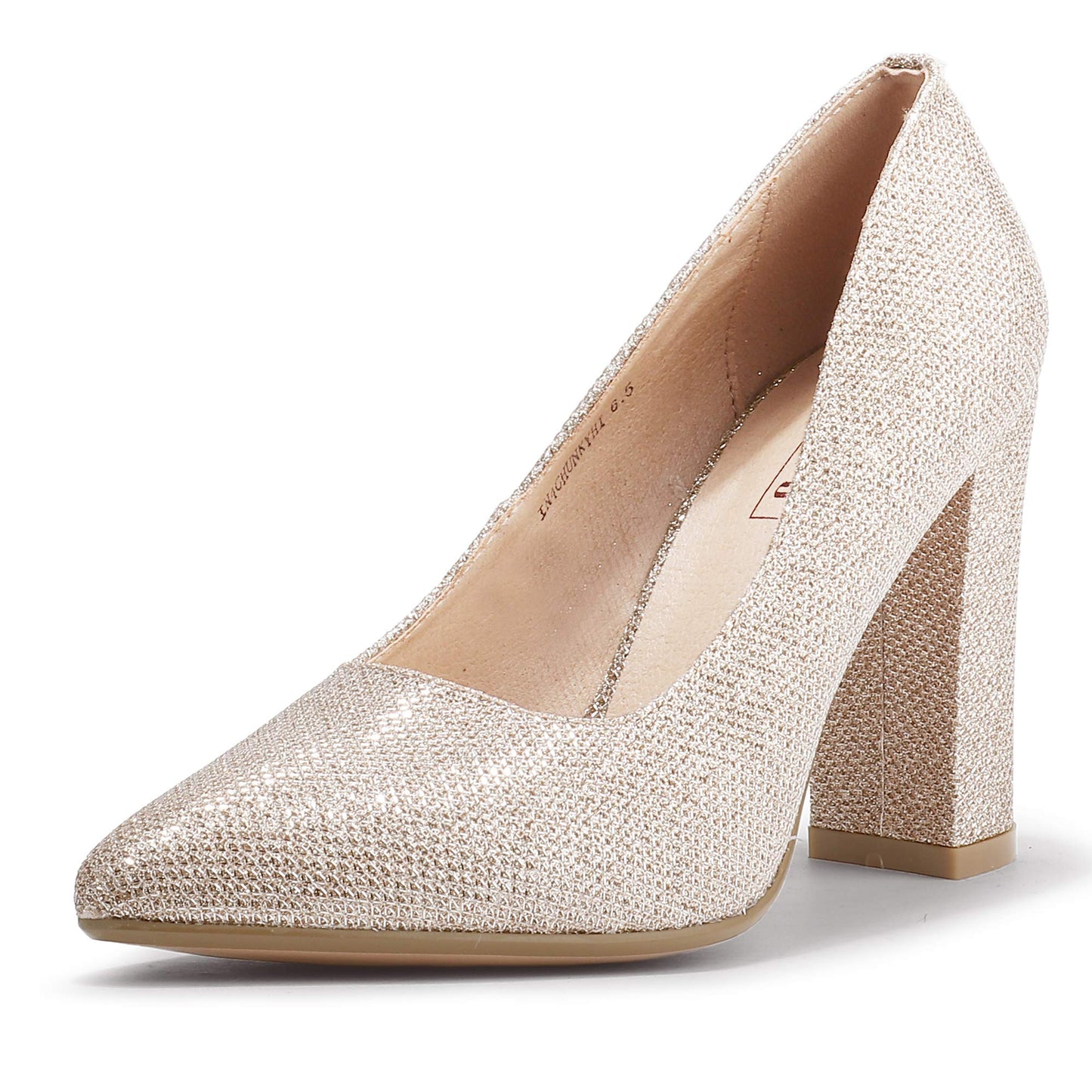 IDIFU Women's IN4 Chunky High Heels Closed Pointed Toe Pumps | Formal Block Heel Office Business Wedding Dress Shoes for Women Ladies