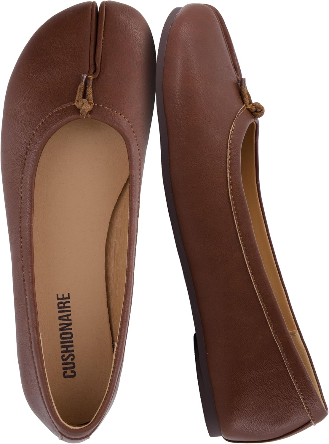 CUSHIONAIRE Maki Tabi Flats for Women, Split Toe Ballet Flats with Flexible Sole and Cushioned Footbed