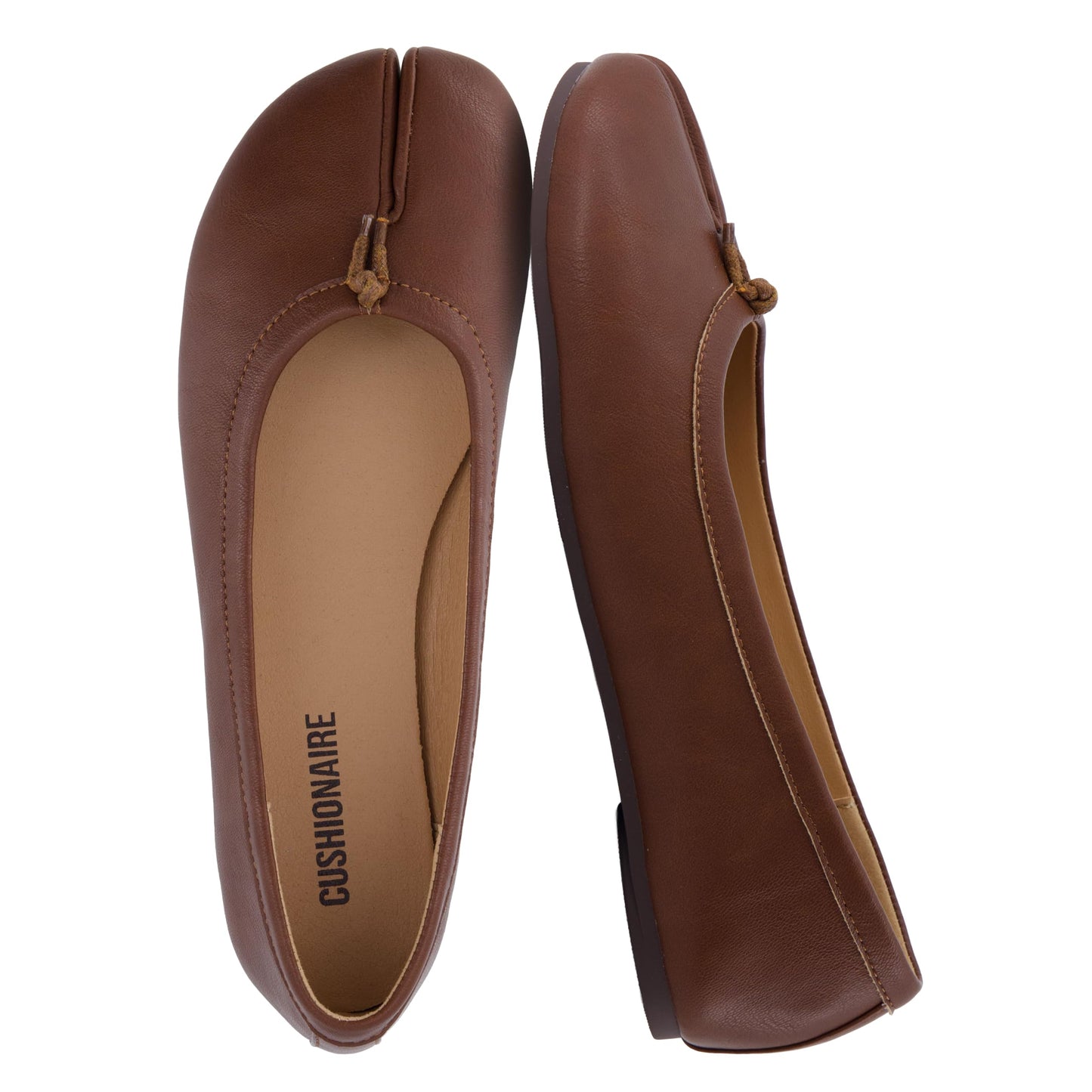 CUSHIONAIRE Maki Tabi Flats for Women, Split Toe Ballet Flats with Flexible Sole and Cushioned Footbed