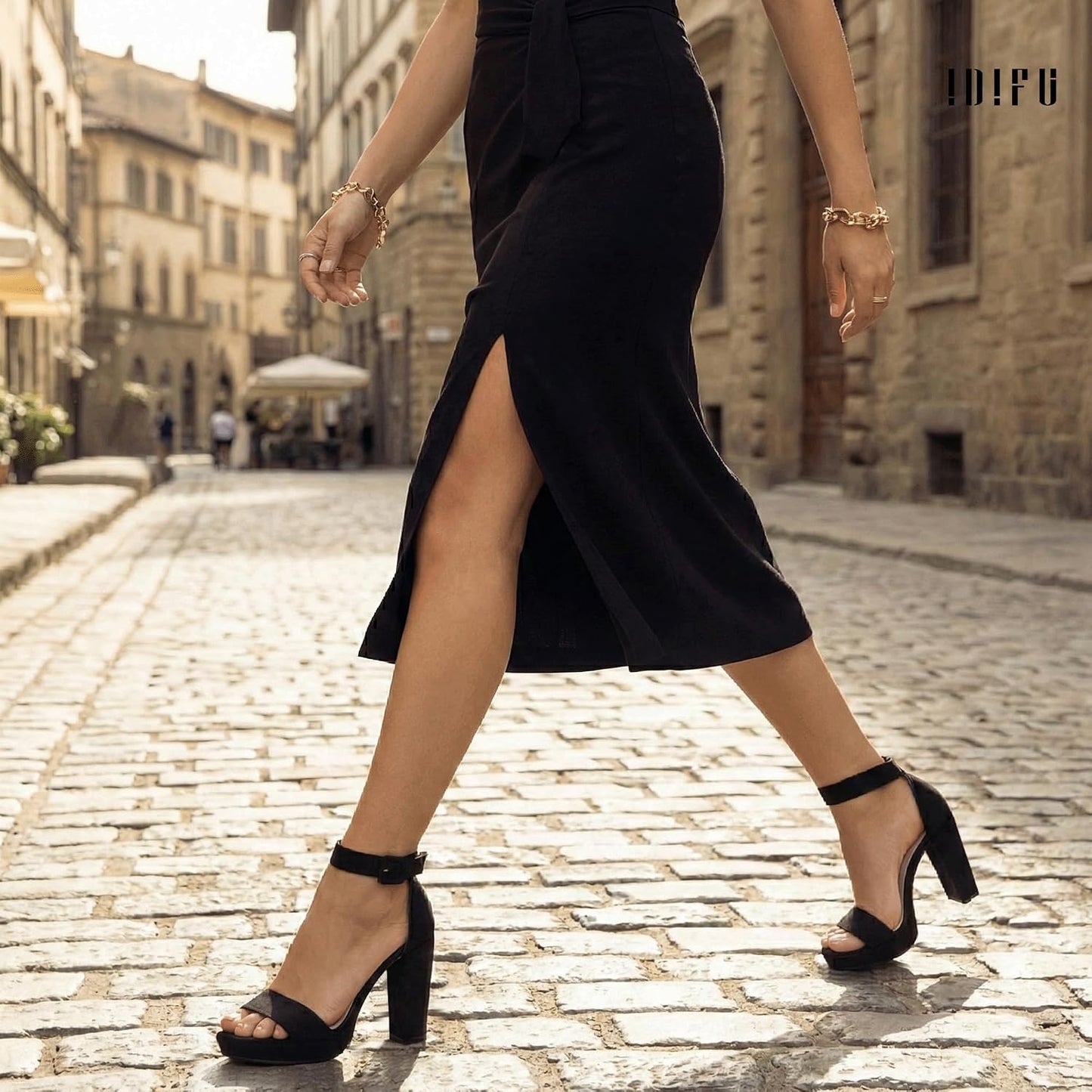 IDIFU Women's IN4 Platform Chunky High Heels | Ankle Strap Heeled Sandals Wedding Party Dress Shoes