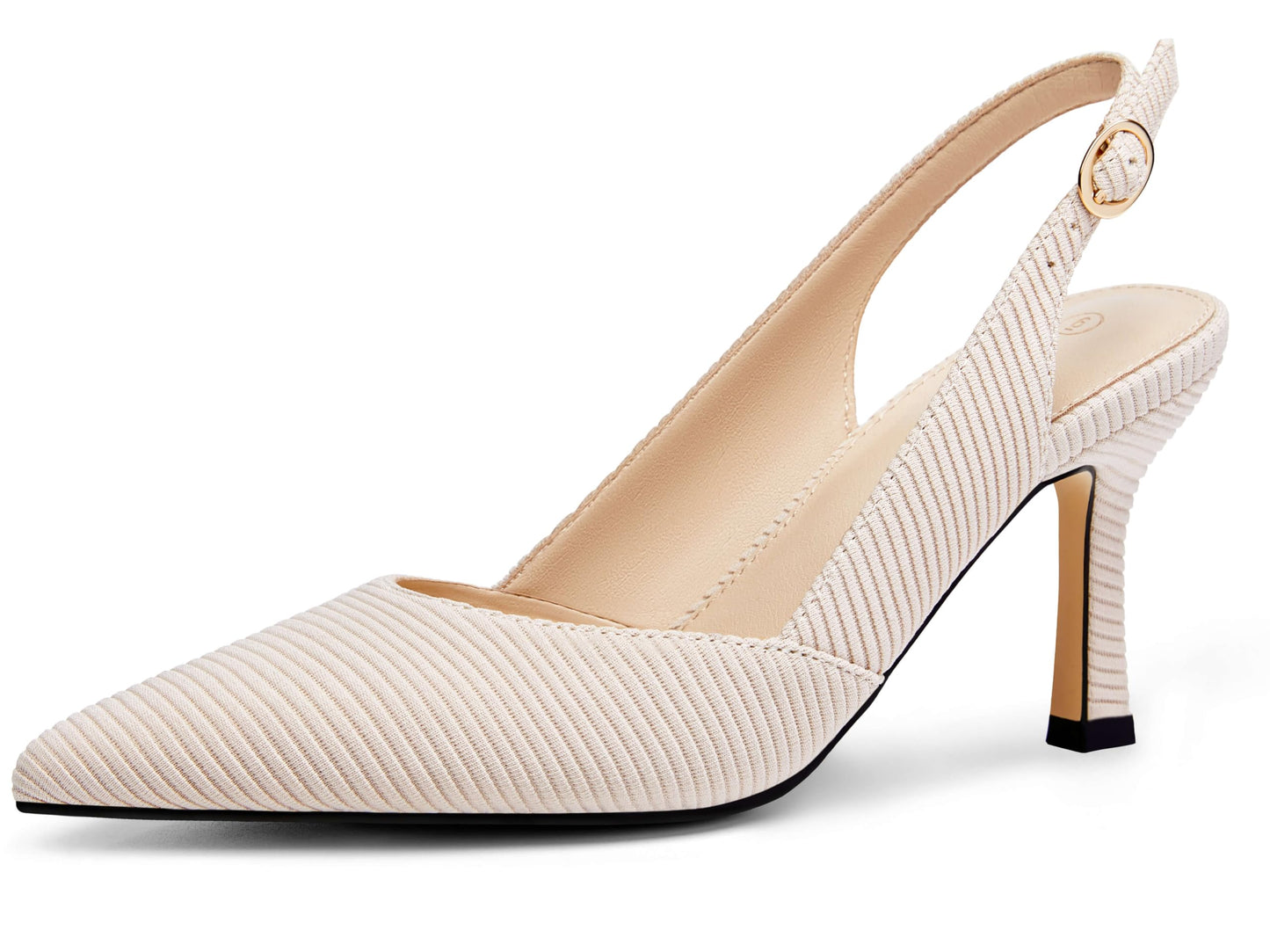 Rilista Women's Slingback Kitten Heels Closed Pointed Toe Backless Wedding Party Dress Pumps Shoes