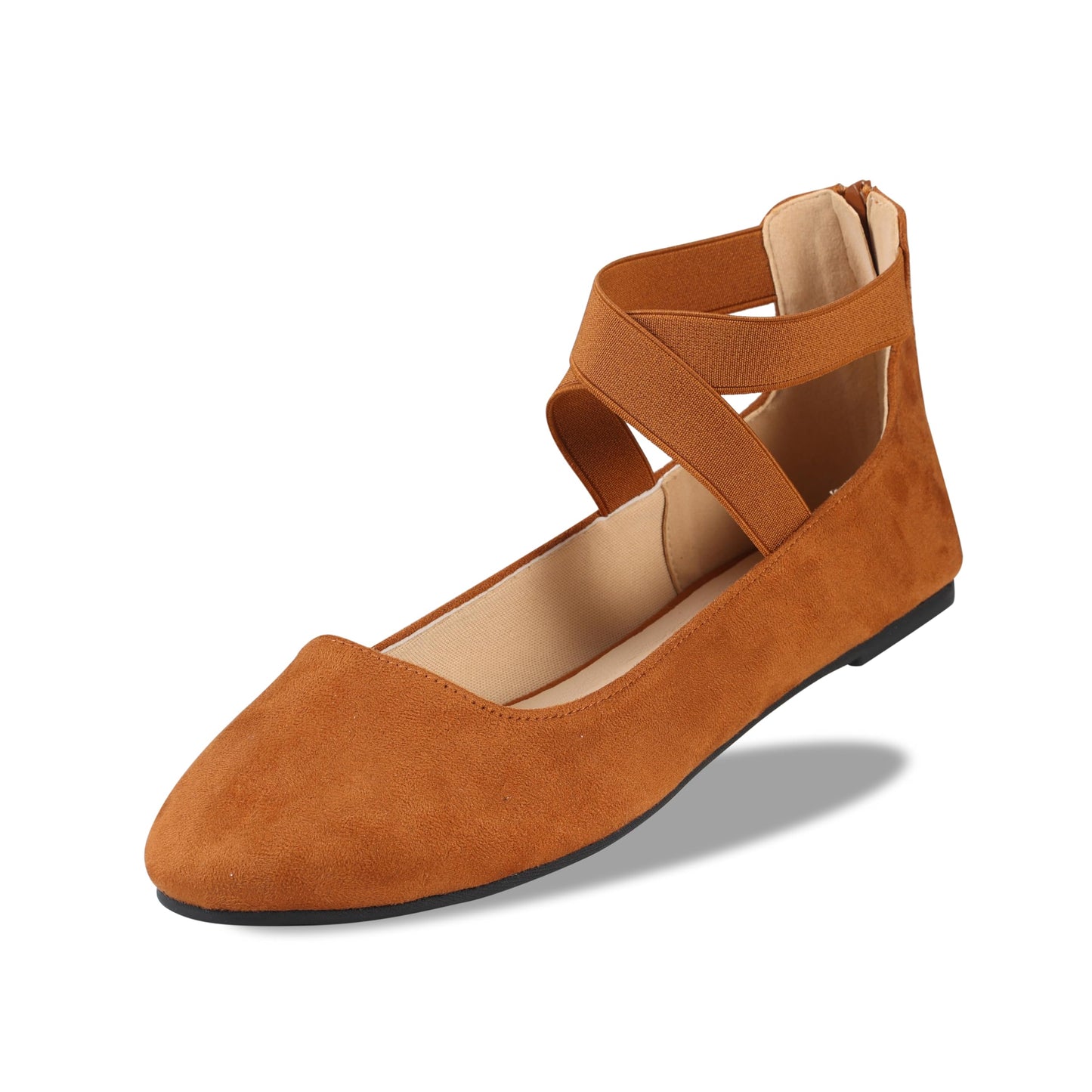 EMMA NEW YORK Ankle Strap Flats for Women | Foam Cushioned Insole, Criss Cross Elastic Strap, Dressy Mary Jane Style