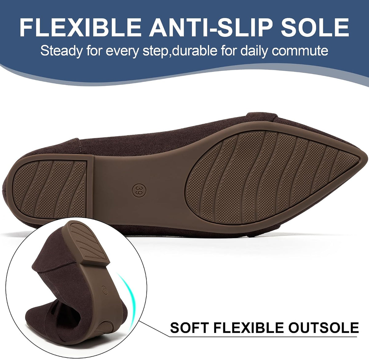 Alicegana Dressy Casual Flats for Women: Comfort Pointed Toe Business Shoes | Slip On Ballet Flats for Work Office 2026 with Memory Foam Insole & Non Slip Sole for Travel Driving Vacation