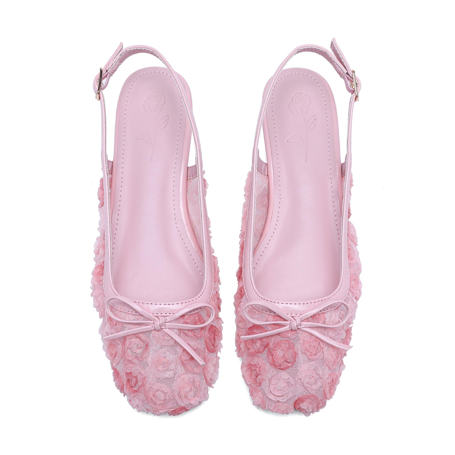 Women's Ballet Flats Slingbacks Square Toe Bow Knit Dressy Flat Shoes with Ankle Buckles Satin