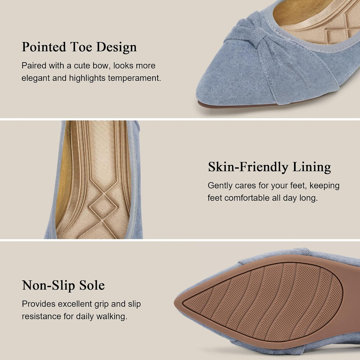 Ecetana Womens Flats Ballet Shoes: Comfortable Dressy Pointed Toe Bow Flats 2026 Foldable Slip On Dress Shoes for Work Office Business Wedding Casual