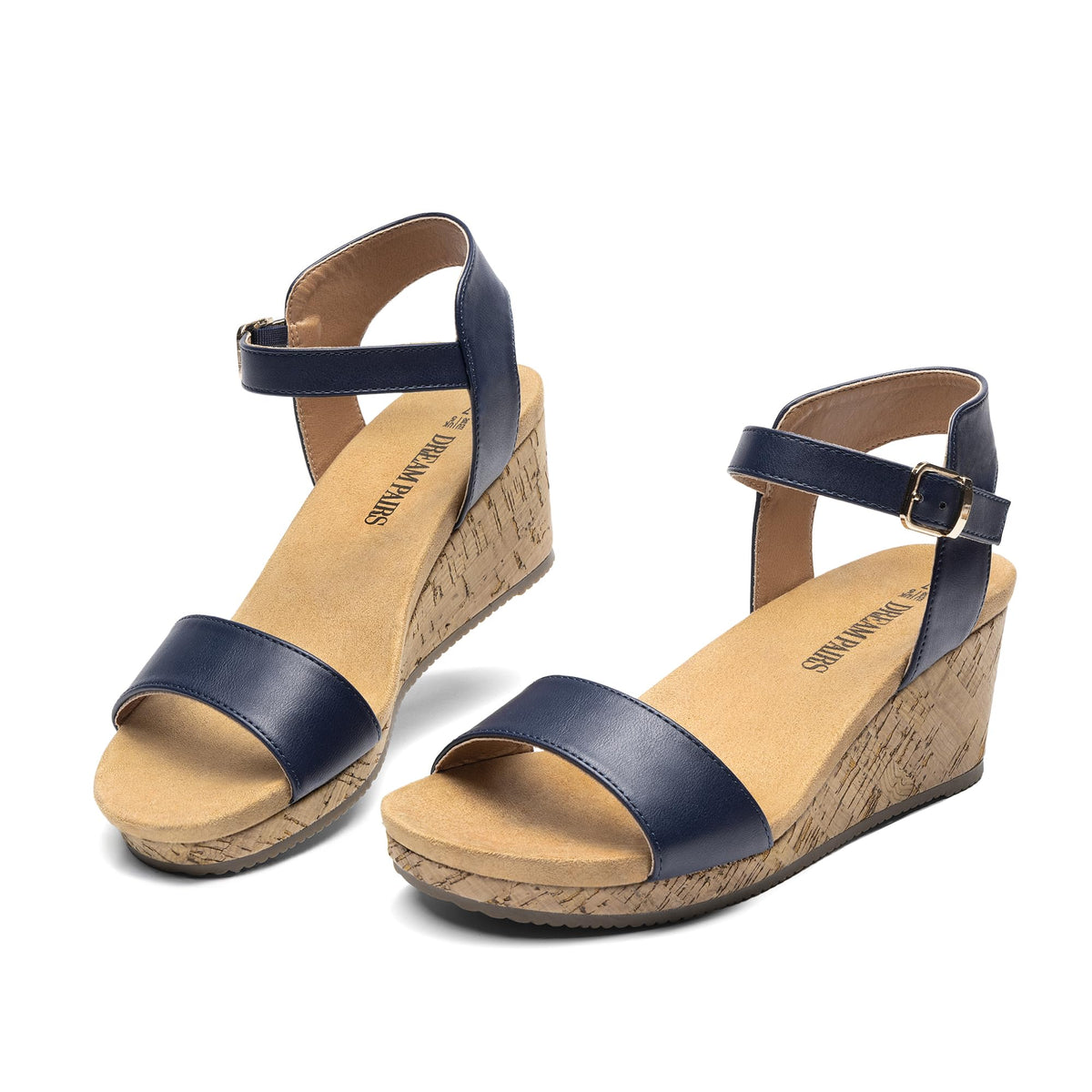 DREAM PAIRS Womens Cushioned Platform Wedge Sandals | 3inch dressy cork wedge heel with soft comfort foam insole non-slip outsole adjustable ankle strap for summer