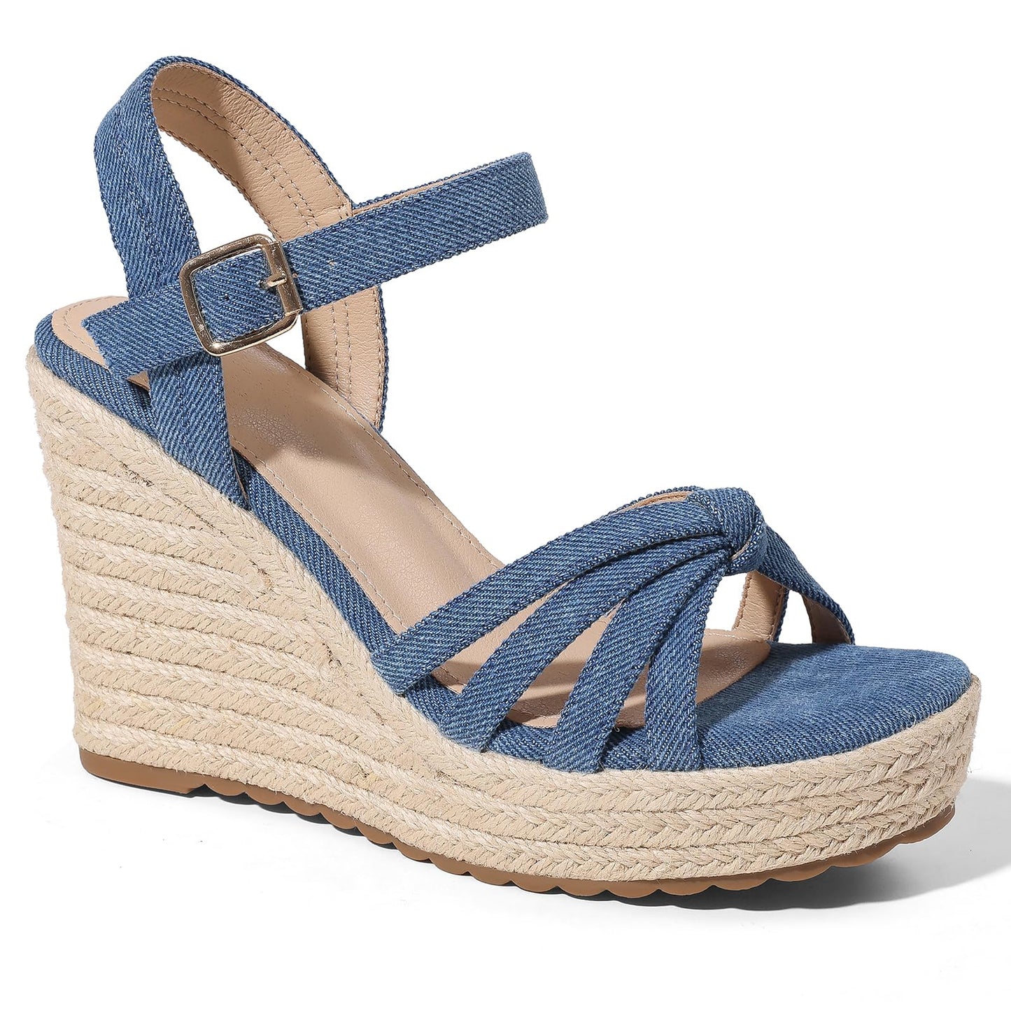 mikarka Wedge Heels Sandals for Women: Open Toe Platform Espadrilles Wedges | Comfortable Beach Summer Shoes, Adjustable Buckle Strap, Cushioned Insole for Daily Wear, Dressy, Casual & Vacation