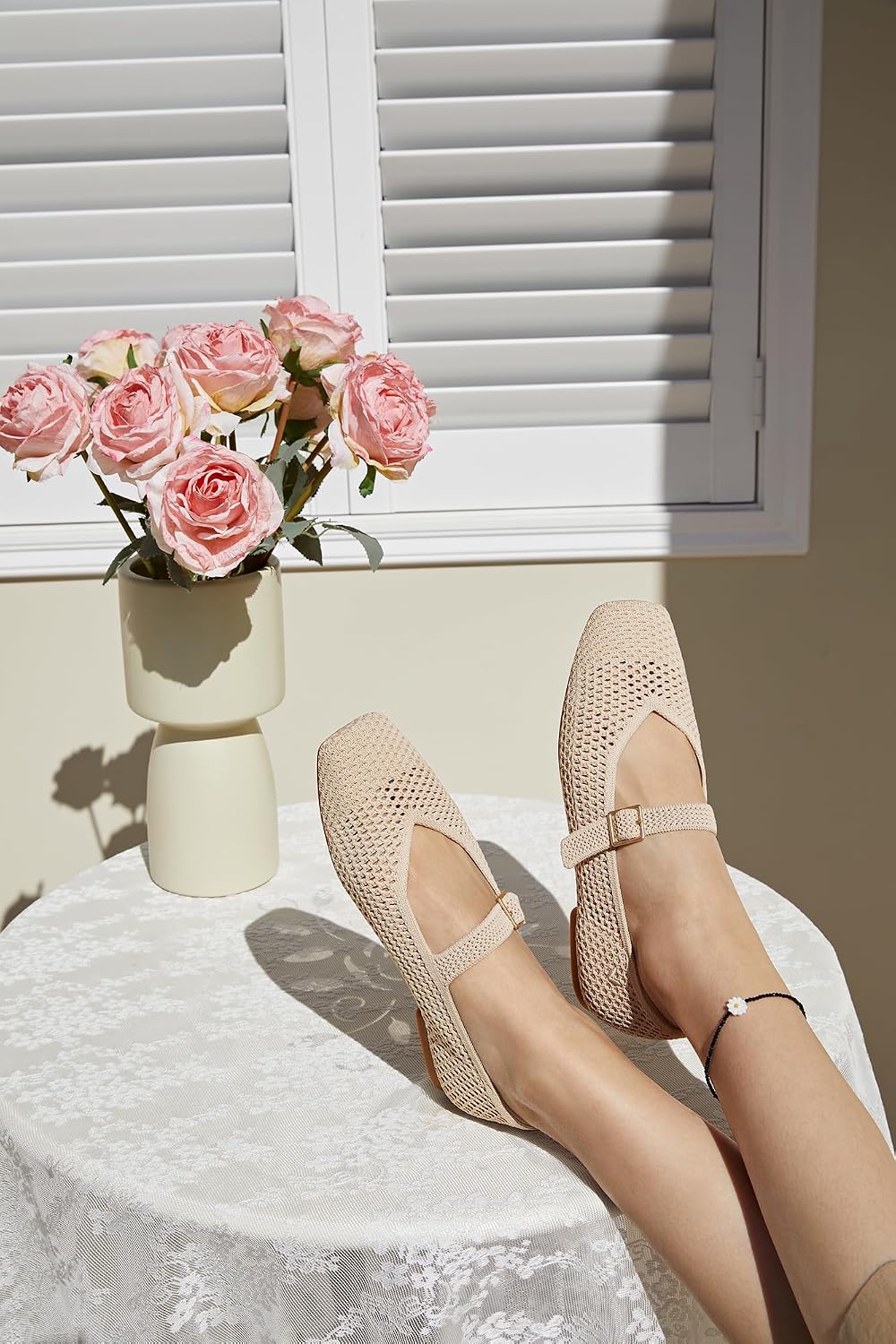VIVAIA Women's Margot Mary Jane Square-Toe Ballet Flats