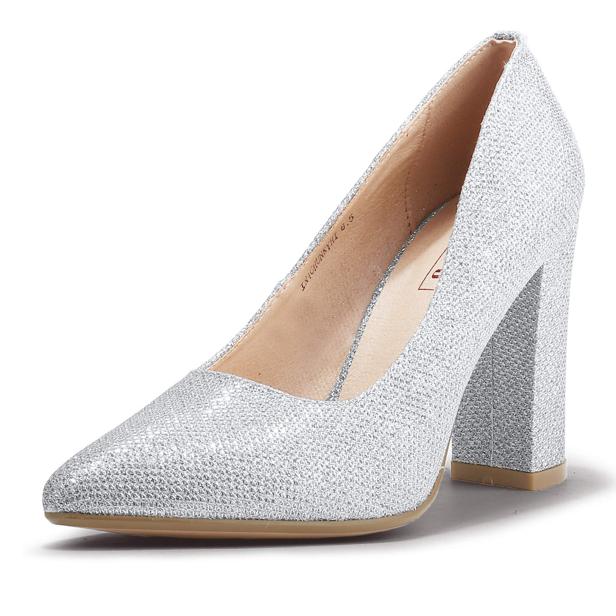 IDIFU Women's IN4 Chunky High Heels Closed Pointed Toe Pumps | Formal Block Heel Office Business Wedding Dress Shoes for Women Ladies
