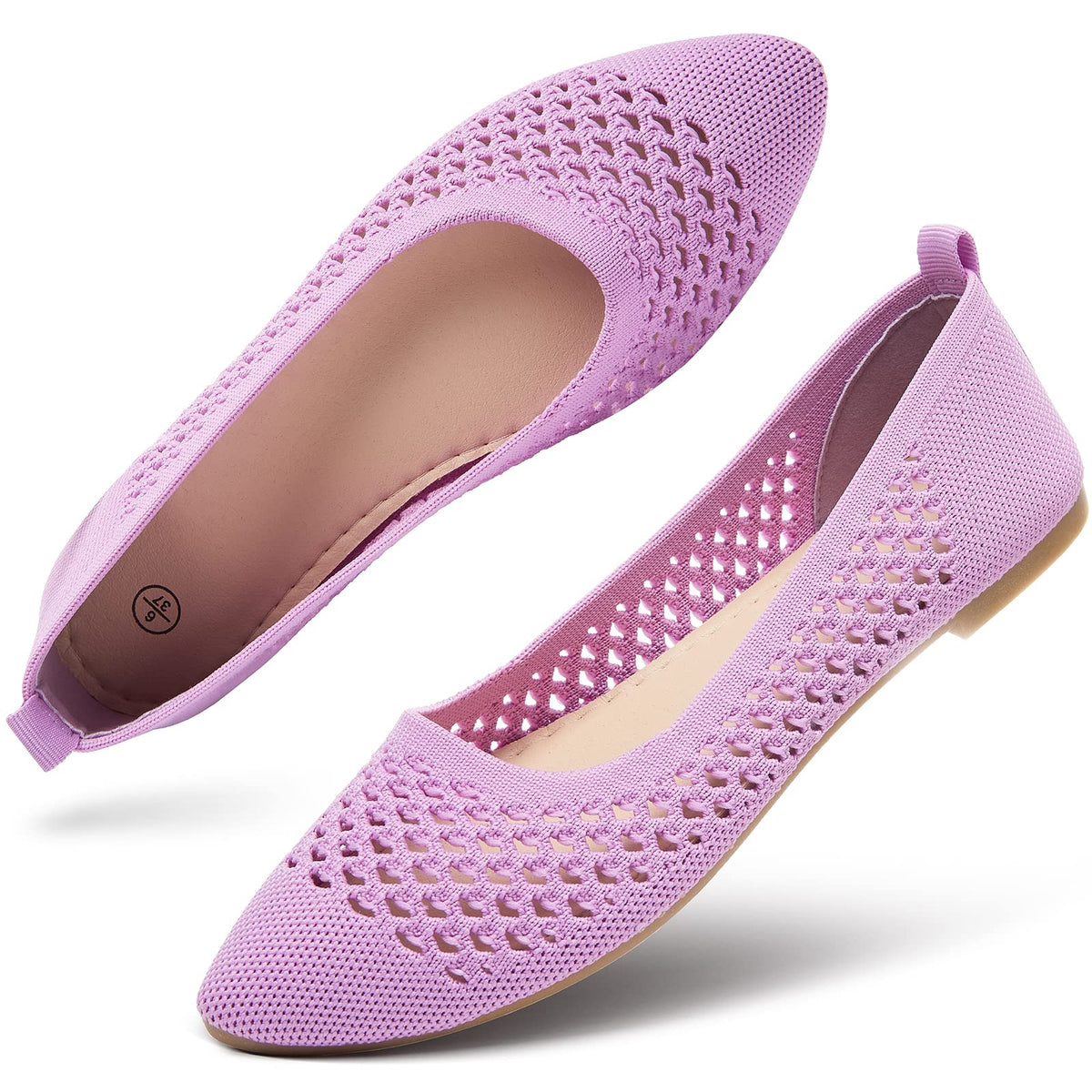 hash bubbie Women's Mesh Flats Shoes Ballet Dress Shoes | knit dressy slip on business non slip breathable casual comfortable pointed toe loafers