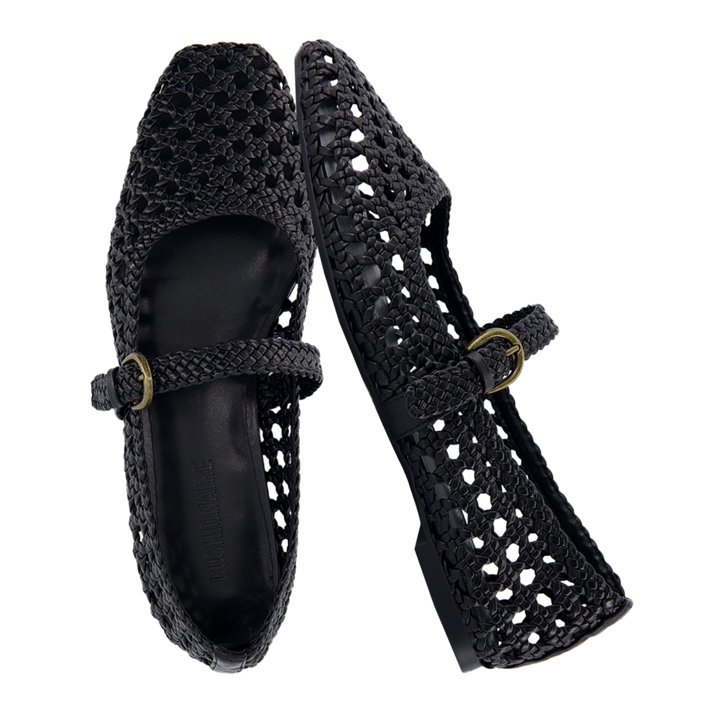 CUSHIONAIRE Weston Hand Woven Mary Jane Flats for Women, Comfortable Dressy Ballet Flats with Braided Adjustable Buckle and Memory Foam Cushioning
