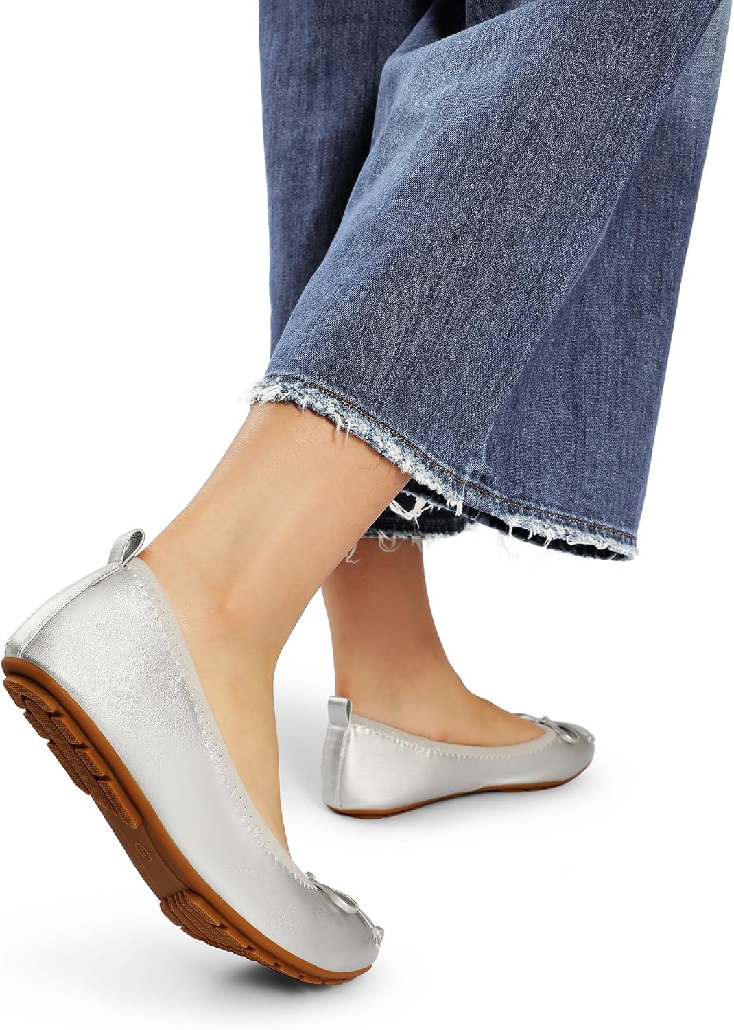 DREAM PAIRS Women's Foldable Bowknot Ballet Flats | Light Weight, Slip-On Dress Shoes, Round Toe, Offer all-day comfort for long walking, standing, dancing
