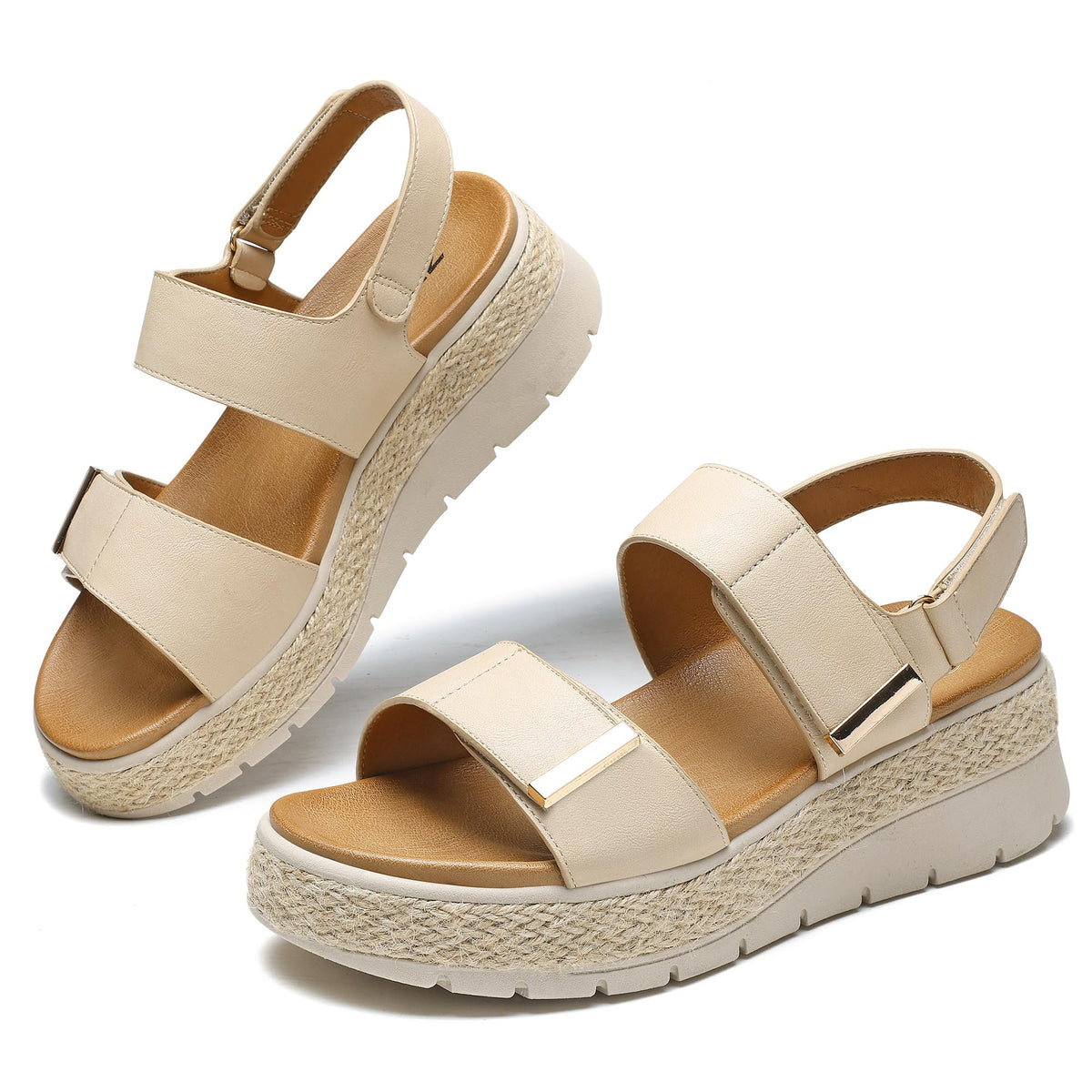 ziitop Espadrille Wedges for Women Platform Sandals Orthopedic Arch Support | Wedge Heels Cushion Insole Comfortable Dressy Buckle Sandals for Walking and Vacation