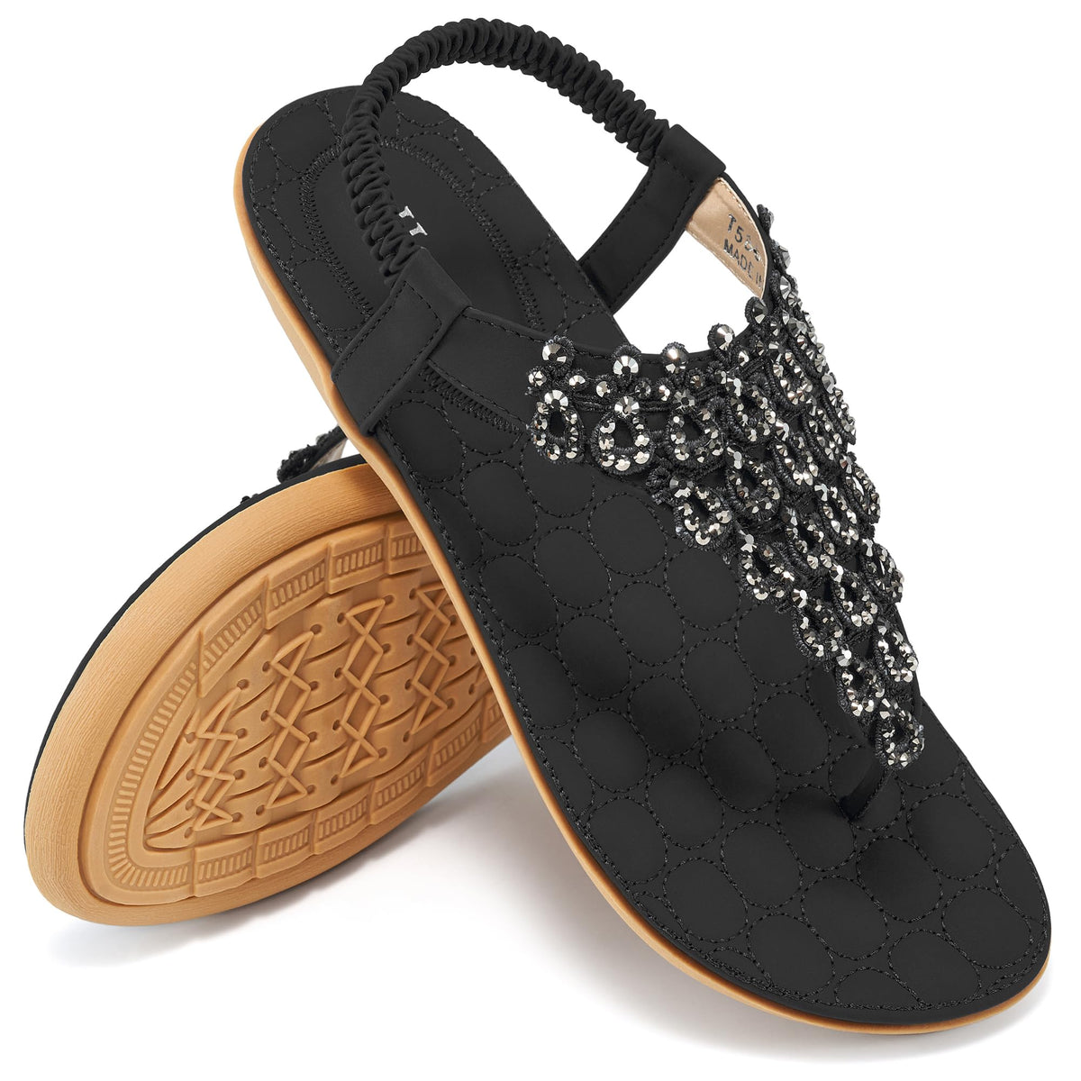 HARENCE Flat Sandals for Women Dressy: Comfort Thong T-Strap Walking Shoes 2026 with Elastic Ankle Strap for Summer Casual Vacation
