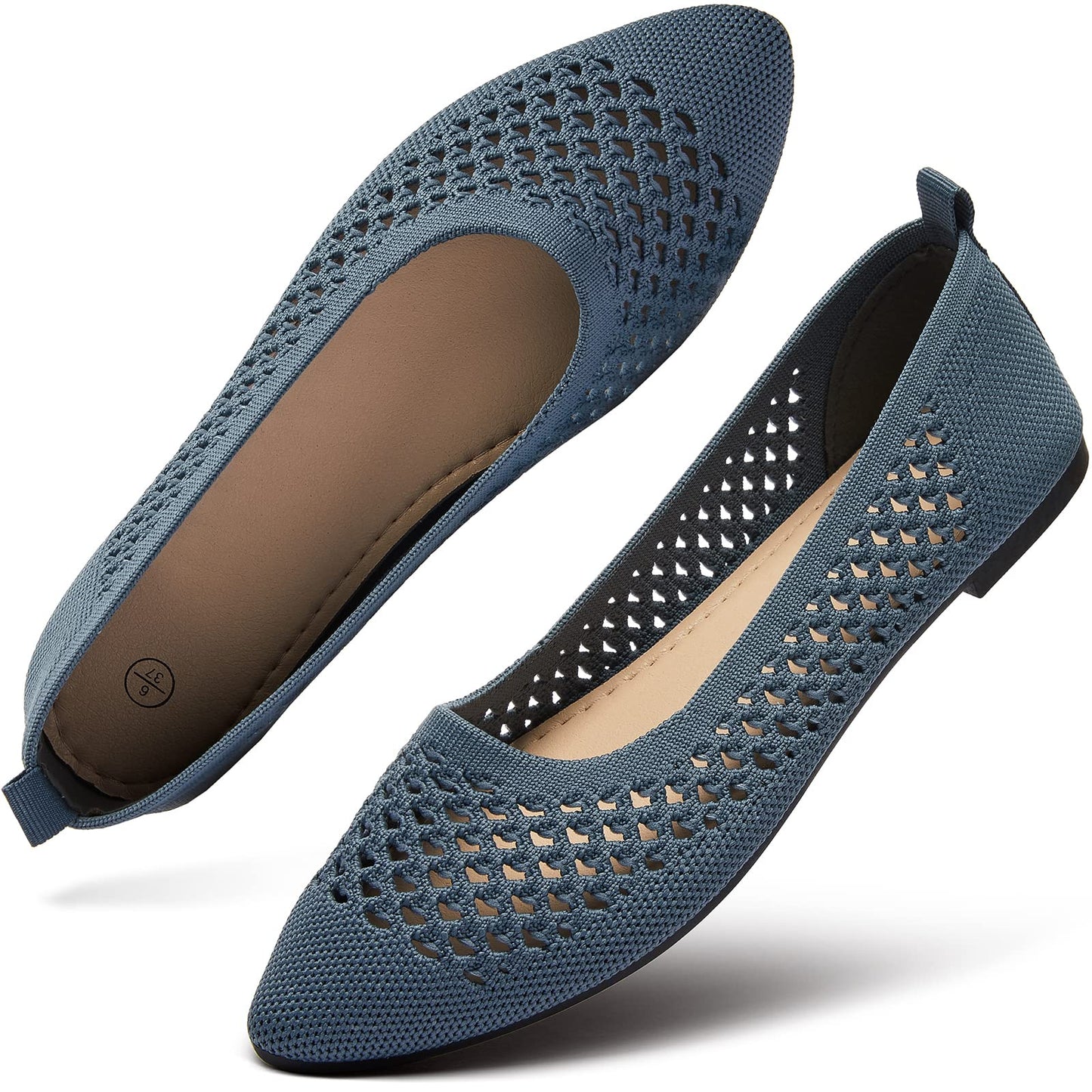 hash bubbie Women's Mesh Flats Shoes Ballet Dress Shoes | knit dressy slip on business non slip breathable casual comfortable pointed toe loafers
