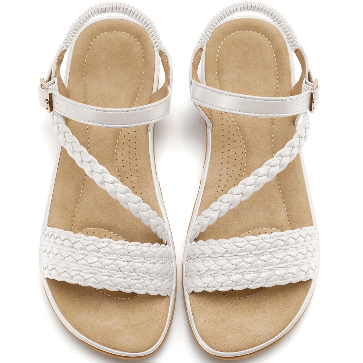 Aomigoct Dressy Womens Sandals Summer: Comfortable Strappy Flats Sandals Women - Casual Walking Woman Shoes