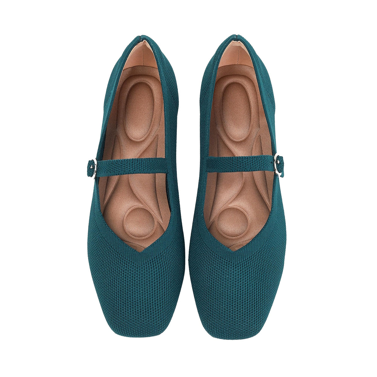 Knit Flats for Women Square Toe Casual Ballet Flat Shoes with Ankle Strap Washable Comfortable Formal Mary Jane Flat Shoes