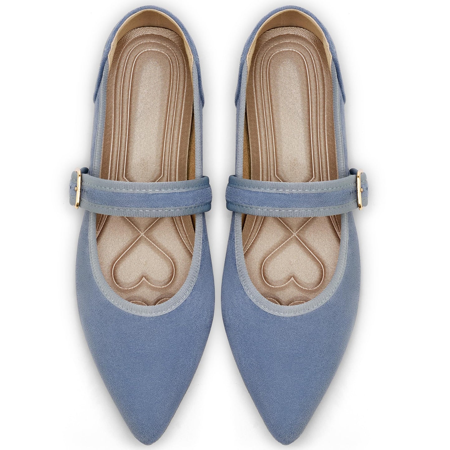 Ecetana Womens Mary Jane Ballet Flats Dressy Comfortable Pointed Toe | Classic Buckle Ankle Strap - Memory Foam Insole & Lightweight Non-slip Rubber Sole - Ideal for Work Office & Business Casual